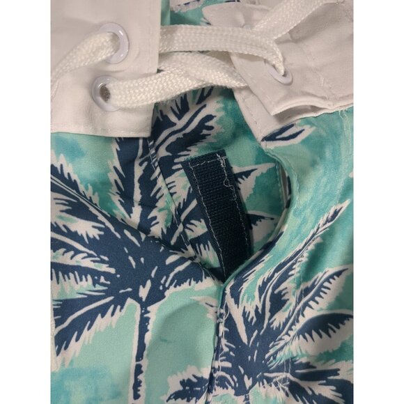 Old Navy White/Blue/Green Palm Built In Flex Board Shorts Mens 36x10" Drawstring - Picture 4 of 11